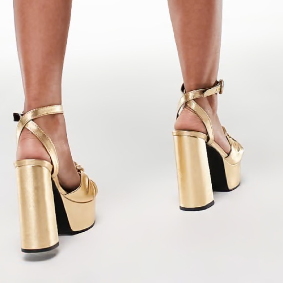 ASOS Knotted Gold Platform Sandal - Picture 2 of 8